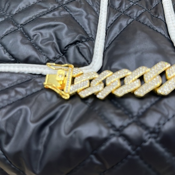 Men’s Cuban link goldstone bracelet with rhinestones about 7.5 inches long… - Picture 4 of 5